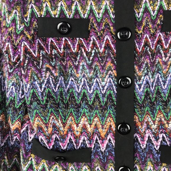 Tavora Wool Blend Zig Zag Multicolor Button Front Blazer Size Petite 6 - Picture 2 of 7